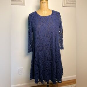 Anthropologie women’s navy blue lace pullover dress small special occasion